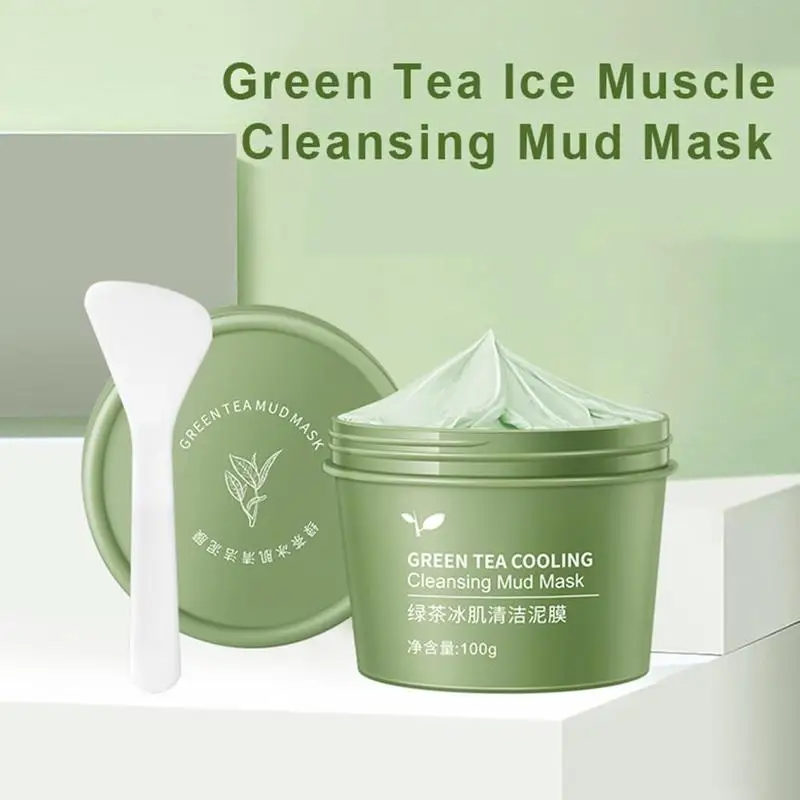 Hot Green Tea Ice Muscle Mud Mask Anti-Acne Face Cream Pores Removal Shrink Acne Care Scar Essence Skin Cream Blackheads N9A9