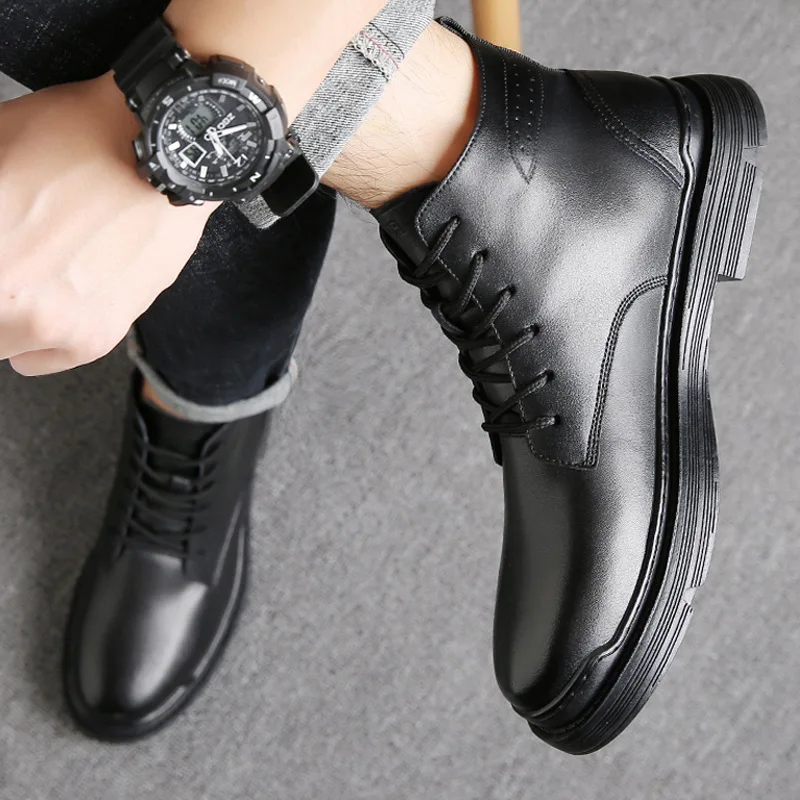 

Military Tactical Ankle Boots Men Outdoor Leather Winter Fur Warm Man Boots Us Army Hunting Boots For Men Shoes Casual BlackNice
