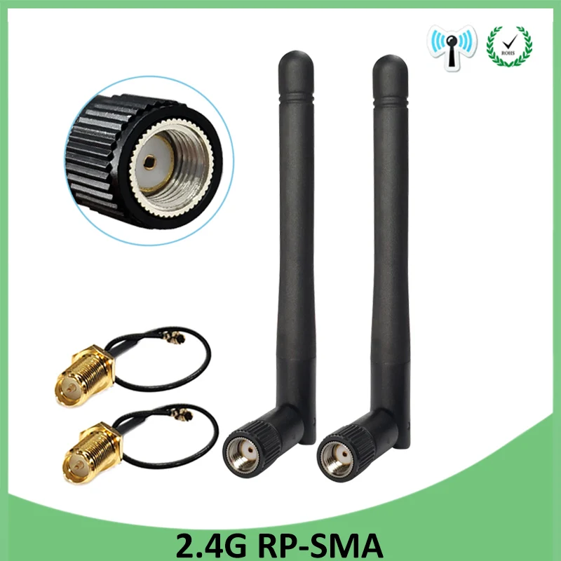 2 шт 2,4 GHz антенна wifi RP-SMA разъем 3dBi Wi fi 2,4G Antena+ IPX к RP-SMA Jack Мужской удлинитель косичка кабель
