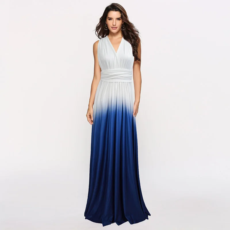 Convertible Evening Dress Gradient A-line Sexy Long Vestido de Festa Robe Soiree Elegant Formal YSM-5125 | Свадьбы и торжества