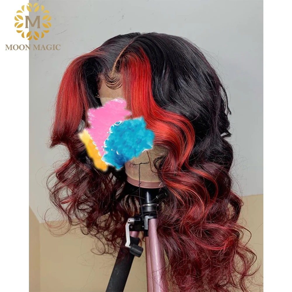 Омбре человеческие волосы парик для черных женщин бразильские волнистые 1b/99j