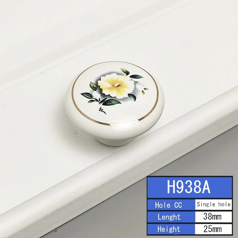 

1 шт. цинковый сплав Античная бронза керамические ручки желтый цветок ручки для шкафа ящик шкаф дверная ручка мебельная фурнитура