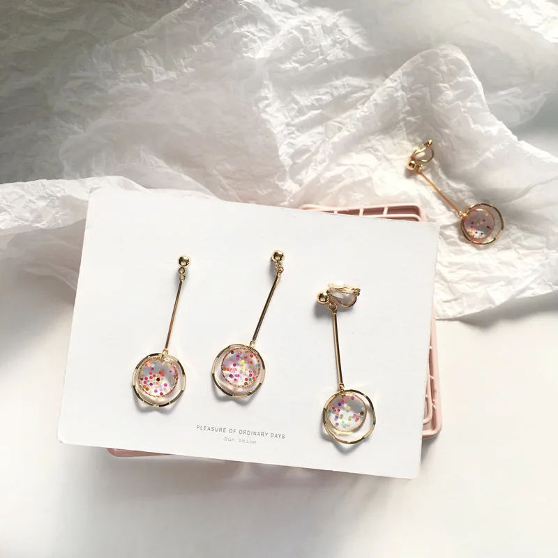 Простые корейские серьги для девочек милые круглые полимерные висячие с Одной