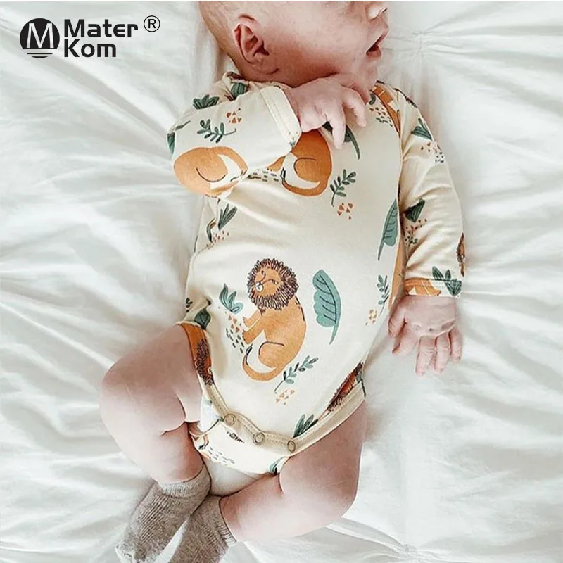 

2021 Spring and Autumn Cartoon O-neck Cotton Long-sleeved Romper Baby Girls and Boys Jumpsuit Baby Clothing Rompers Bodysuits
