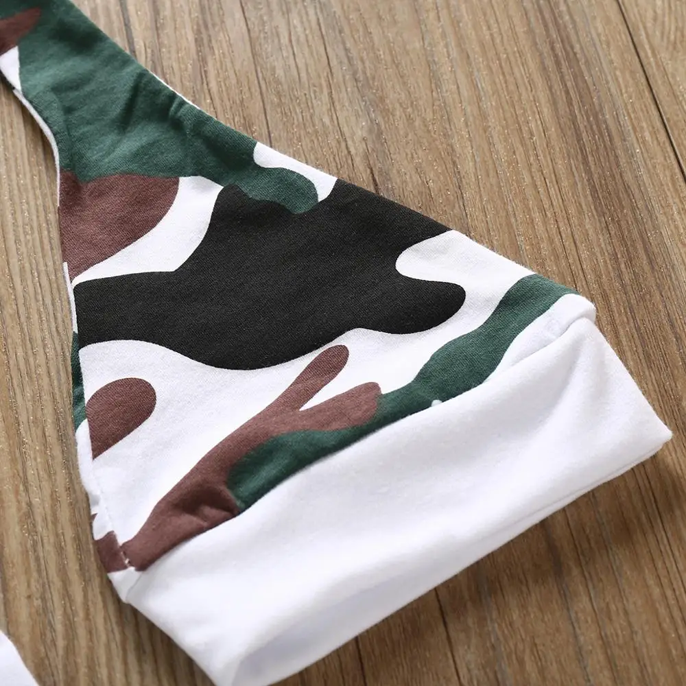 3Pcs Newborn Toddler Baby Boy Autumn Clothes Little Man Print Tops Romper Camouflage Pants Hat Outfits Set |