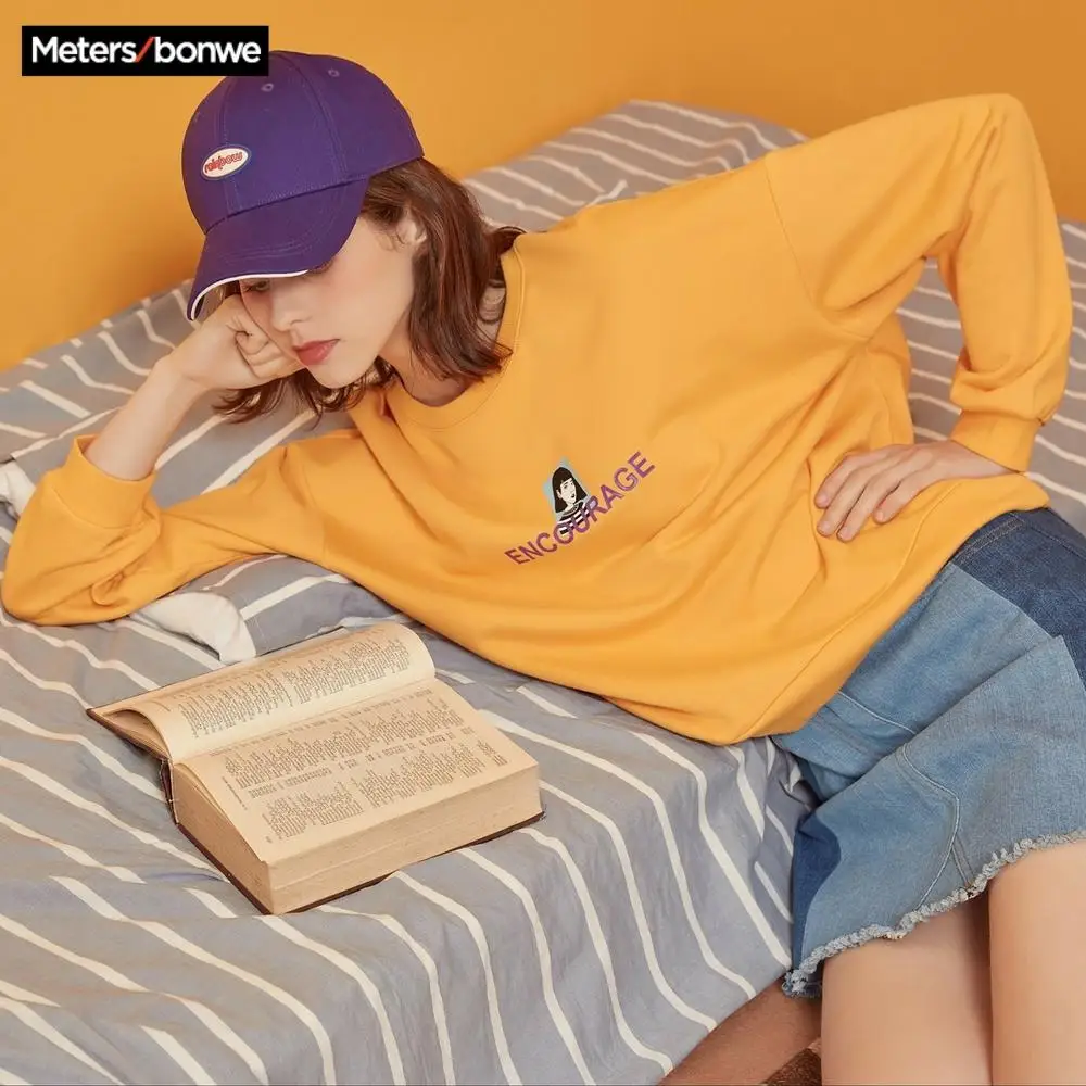 Metersbonwe новый весенний свитер для женщин с принтом Повседневный круглым вырезом