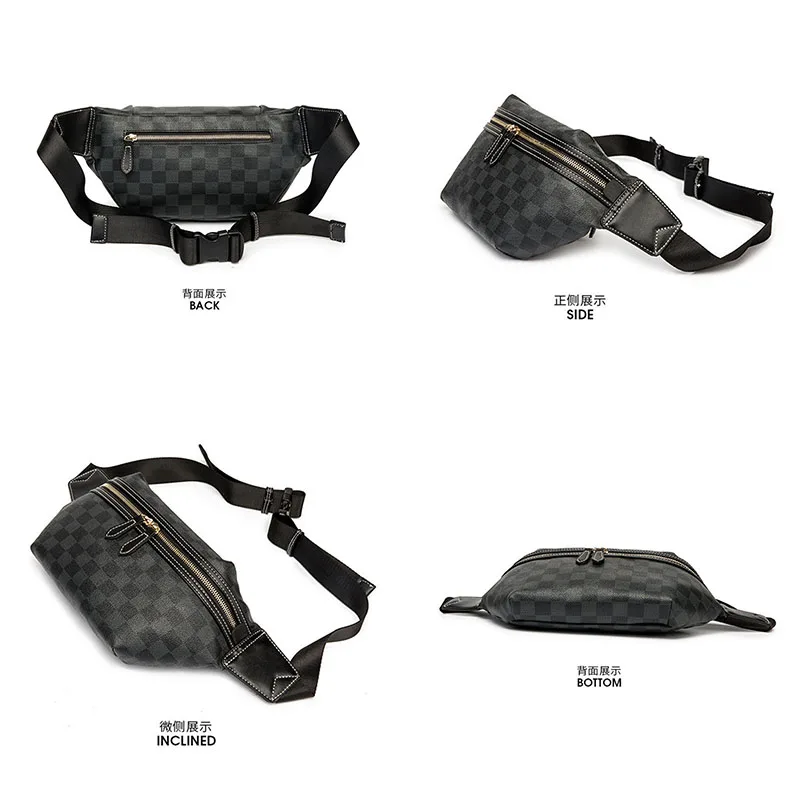 

Fashion Black Plaid Women Waist Packs Luxury Designer Classic Men's Bag Vintage Male Chest Bags 2020