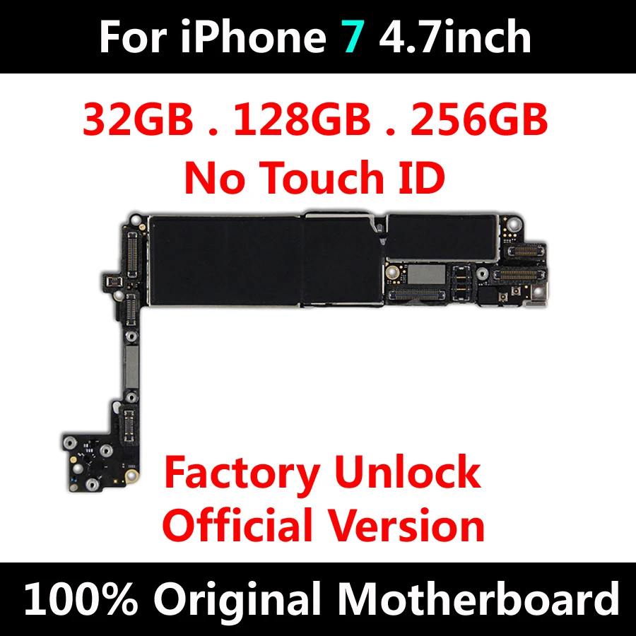 Протестированная оригинальная материнская плата для iPhone 7, 4,7 дюймов, 32 ГБ, 128 ГБ, 256 ГБ, Заводская разблокировка, материнская плата без обновления Touch ID IOS