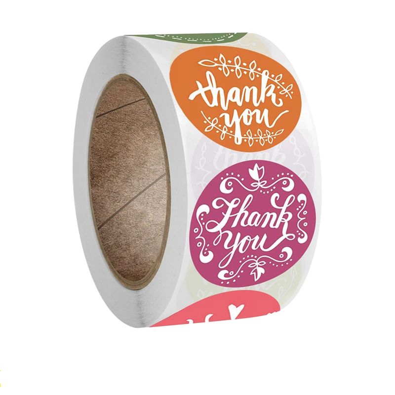 

100-500 Pcs 1 Inch Colorful Thank You Label Stickers for Gift Card Envelope Package Party Wedding Festival Wrapping Baking