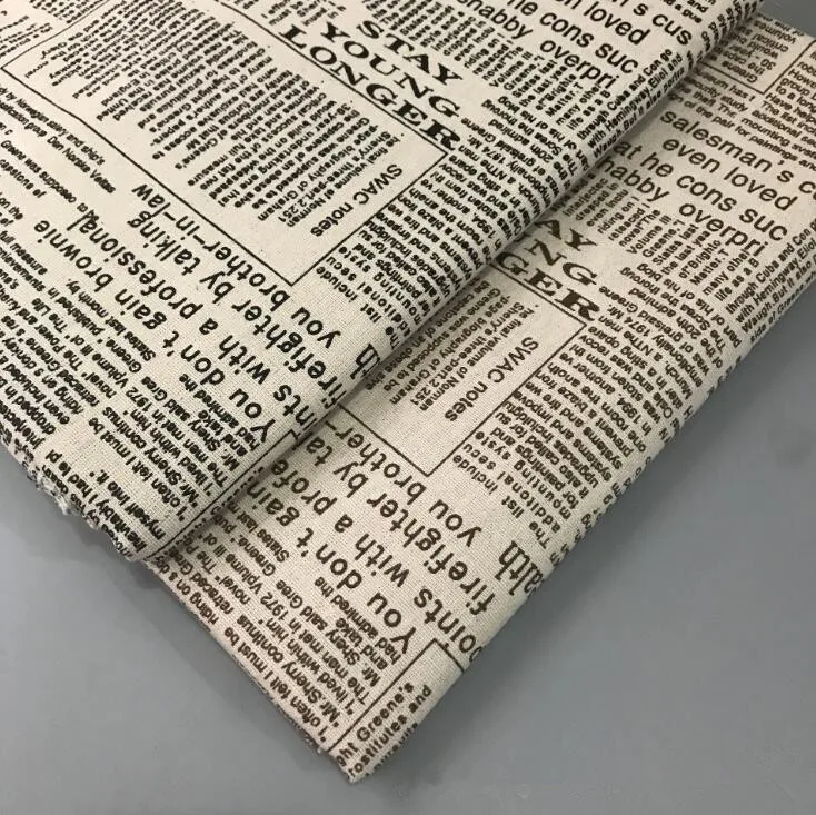Хлопчатобумажная льняная Лоскутная Ткань с принтом газеты тканая устойчивая