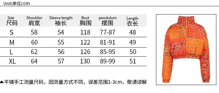 women 2021  Casual Print Puffer Bandana Jacket Winter Coat Women Fashion Clothing for Streetwear Cropped Puffer Warm Bubble Coat