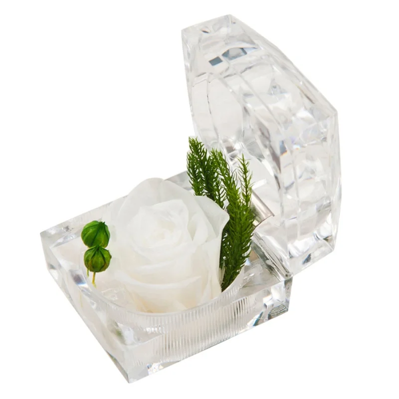 Изысканный вечный цветок красная роза предложение кольцо коробка акриловая