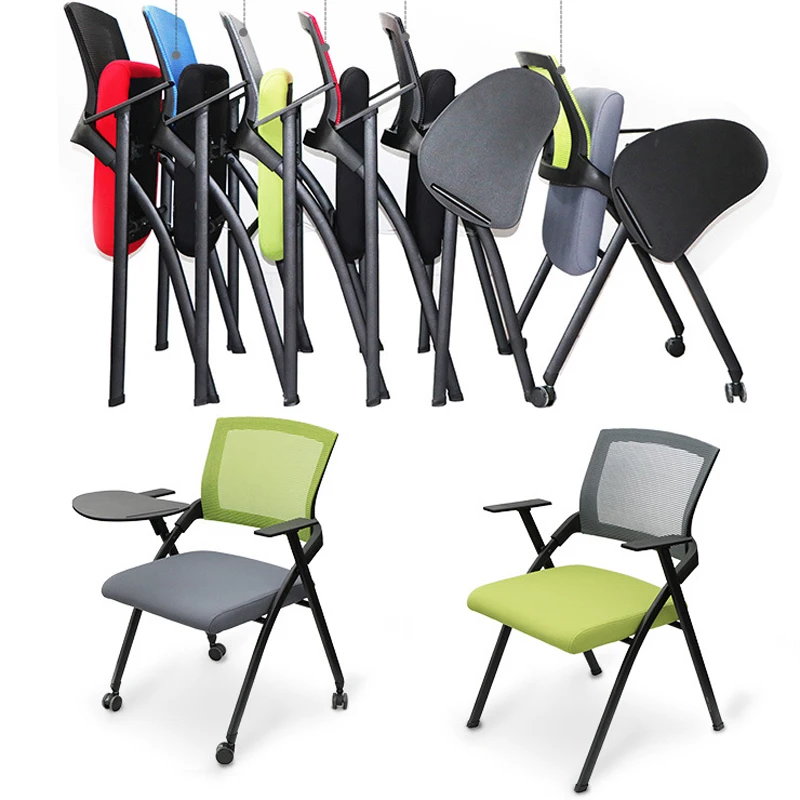Load 300kg Folding Portable Office Mesh Chair With Wheels Writing Board Storage Outdoor Meeting Student Commercial Furniture | Мебель