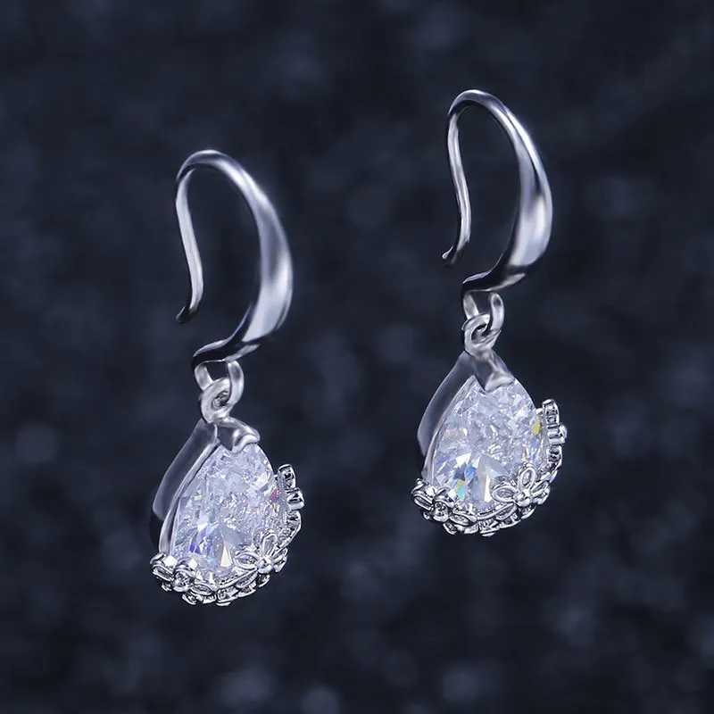 Элегантные серьги в форме капли воды с кубическим цирконием и кристаллами для
