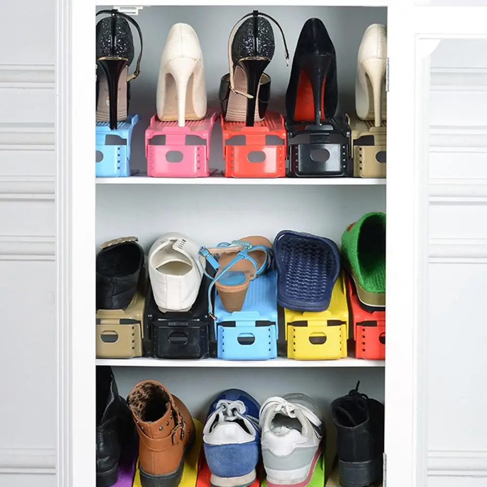 Толстая Регулируемая Стандартная пластиковая двойная стойка для обуви | Дом и