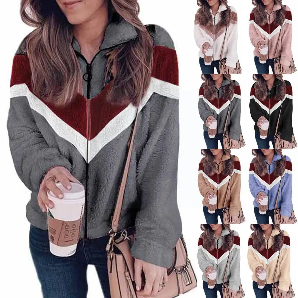 

Женская плюшевая толстовка с капюшоном, кардиган на молнии, твидовое пальто, рубашка, свитер, куртка, куртка A1H7