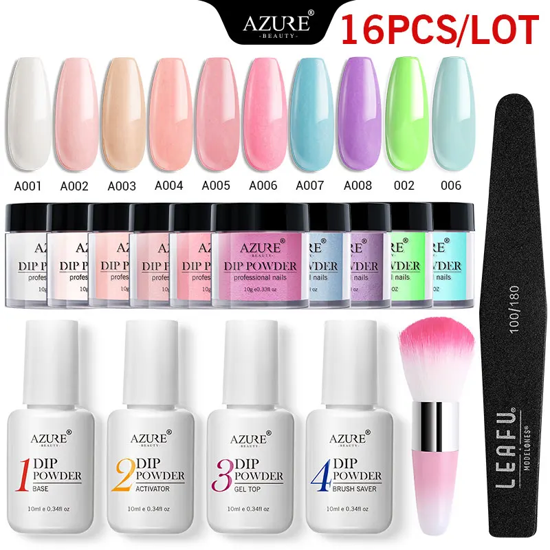 Лазурная КРАСОТА 16 шт./партия градиентный цвет погружающийся порошок Набор