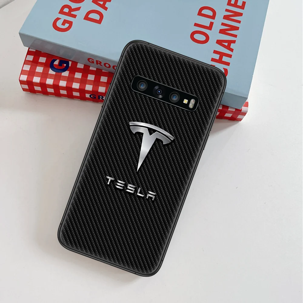 

Tesla Luxury Sport Car Phone Case For Samsung Galaxy Note S 8 9 10 20 Plus E Lite Uitra black Shell Pretty Etui Soft Cell Luxury