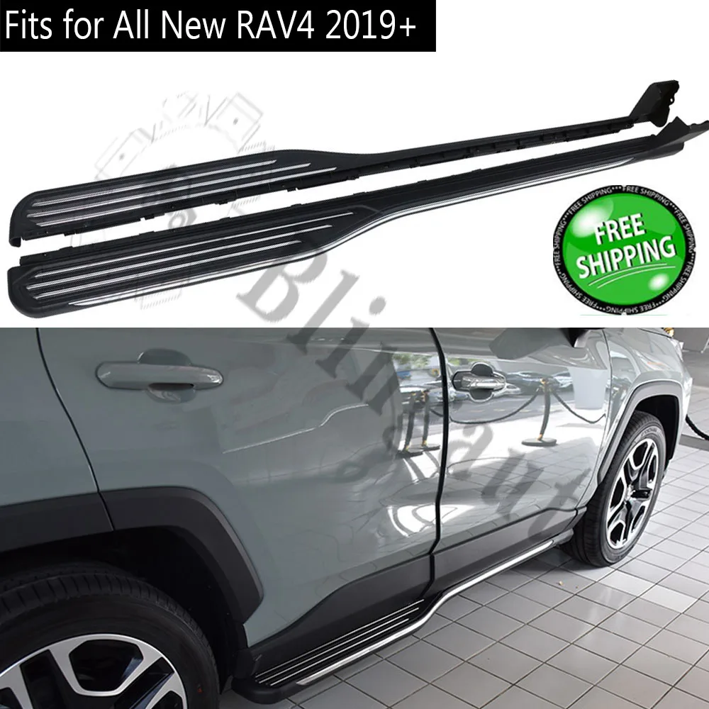 

2Pcs left right Aluminium side step fits for Toyota RAV4 RAV 4 2019 2020 running board Nerf bar pedal protector side stairs