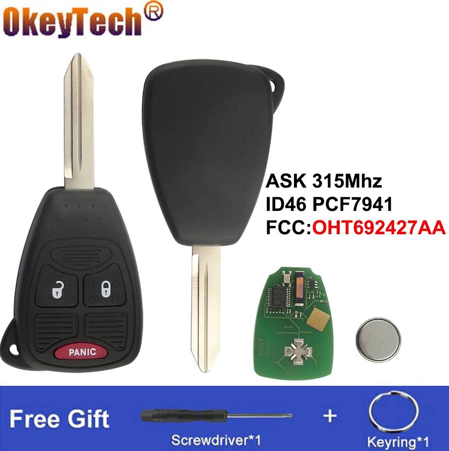 Okeytech 2 + 1/3 кнопочный автомобильный пульт дистанционного управления ключ для Jeep