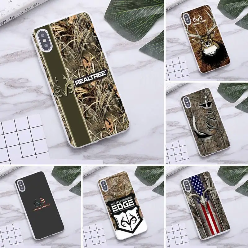 

American Camouflage Brand REALTREE Phone Case For iphone 12 11 Pro Max Mini XS 8 7 6 6S Plus X SE 2020 XR Candy white cover