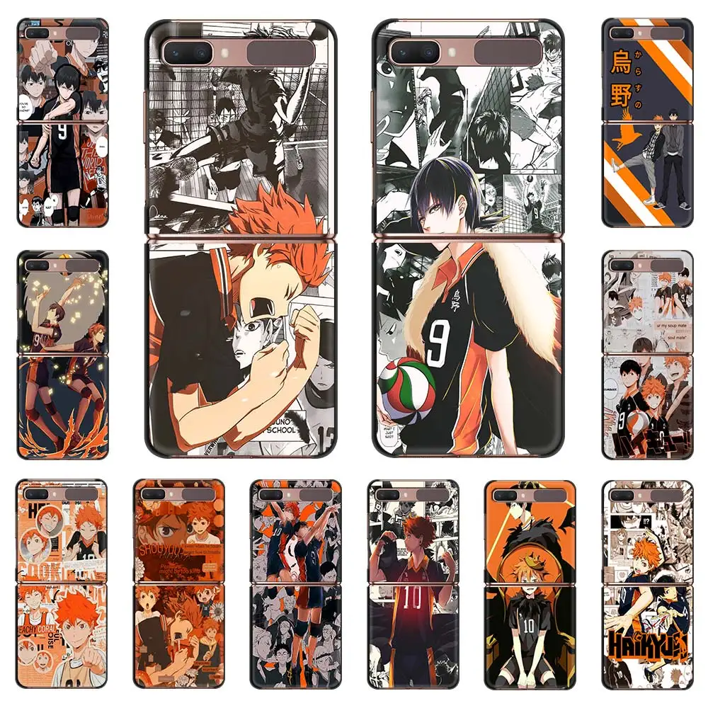 

Phone Case For Samsung Galaxy Z Flip Fold Hard PC Cover For Galaxy ZFlip 5G Mobile Bag Shell Anime Oya Haikyuu Love Volleyball
