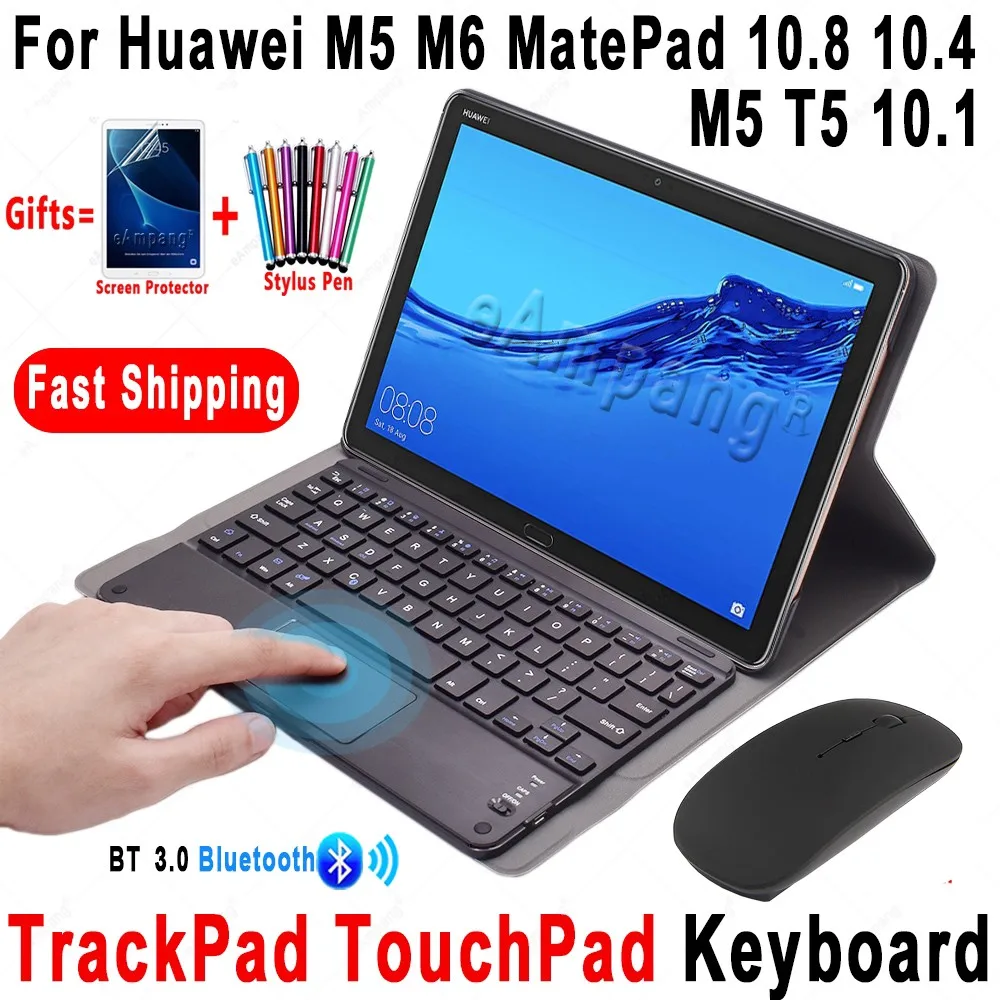 case with touchpad keyboard for huawei matepad 10 4 t10s 10 1 pro 10 8 mediapad m5 10 pro m6 10 8 m5 lite 10 t5 with mouse cover free global shipping