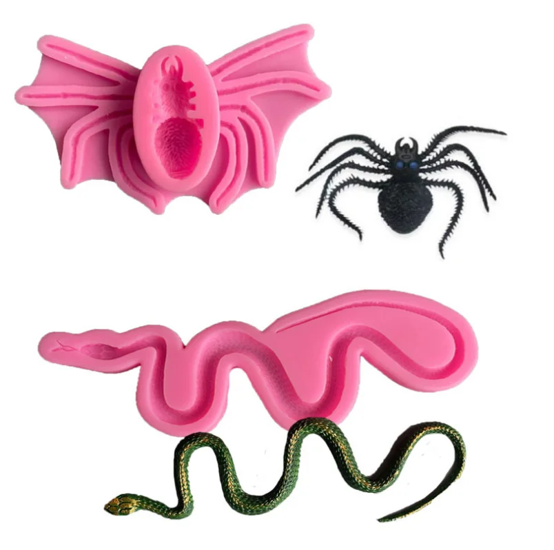 

Spider Snake Silicone Mold Halloween Biscuit Cake Decoration Chocolate Mold Epoxy DIY Cake Baking Mold Spider Shape SiliconeMold