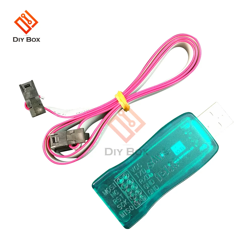 Программатор загрузчика USBASP USBISP 3 В/5 В AVR ATMEGA8 ATMEGA128 с кабелем JTAG зеленый корпус |