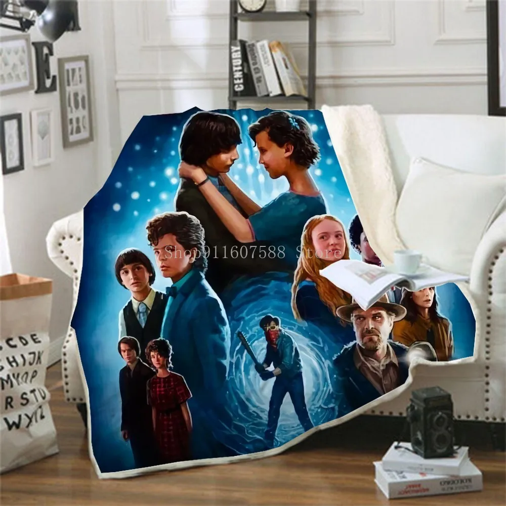 

Hot Movie Stranger Things Fleece Throw Blanket Print on Demand Flannel Blankets For Sofa Customized DIY Dropshipping