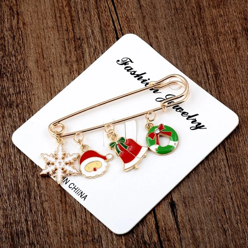 

New Christmas Pin Gift Christmas Brooch Santa Shoes Carriage Snowflake Shoes Carriage Rhinestone Gloves