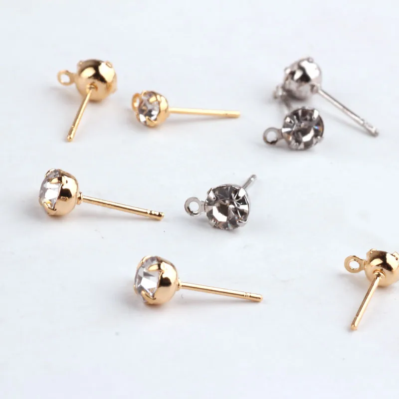 

Hollow double flower genuine gold plated bow stud earrings handmade DIY jewelry accessories materials