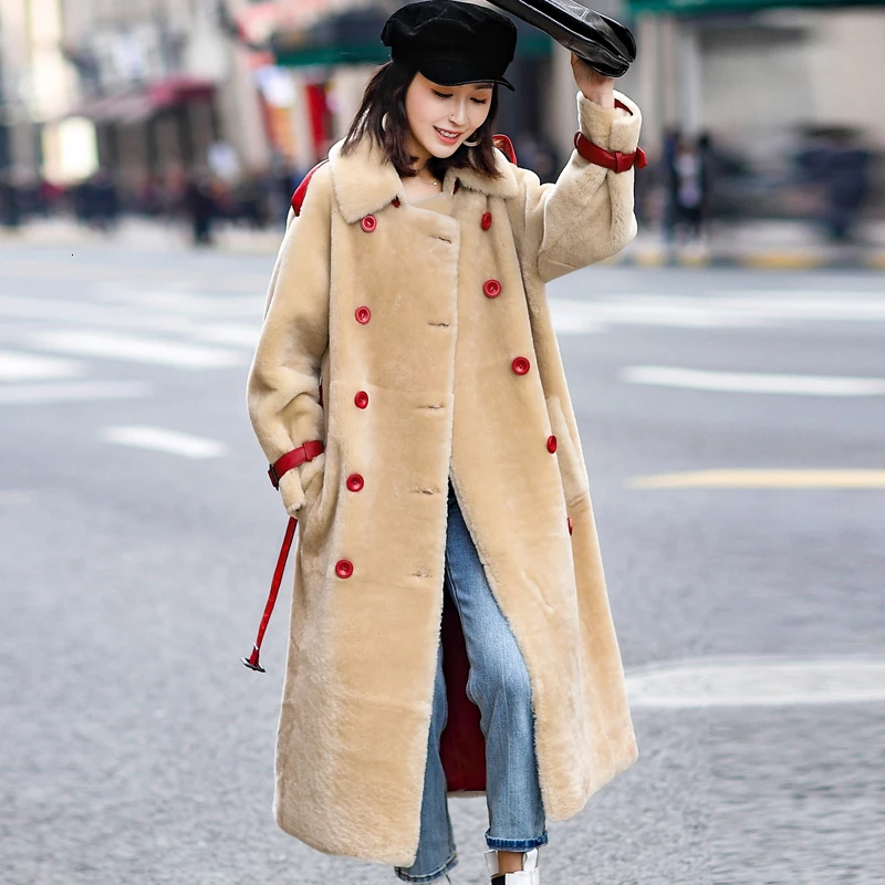 Женское пальто из натурального меха овчины зимнее женская куртка натуральной