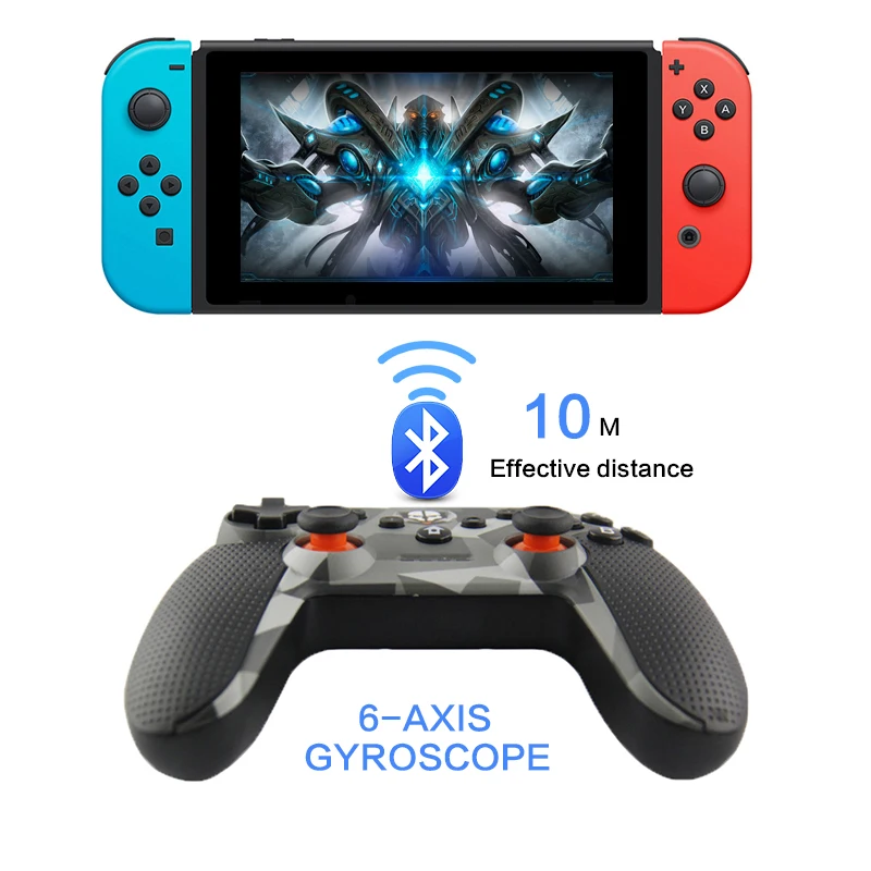 Беспроводной bluetooth-геймпад для Nintendo Switch Pro, контроллер, консоль, джойстик для PS3, ПК/Android/СТИМ, пульт ДУ для NS, игровой коврик