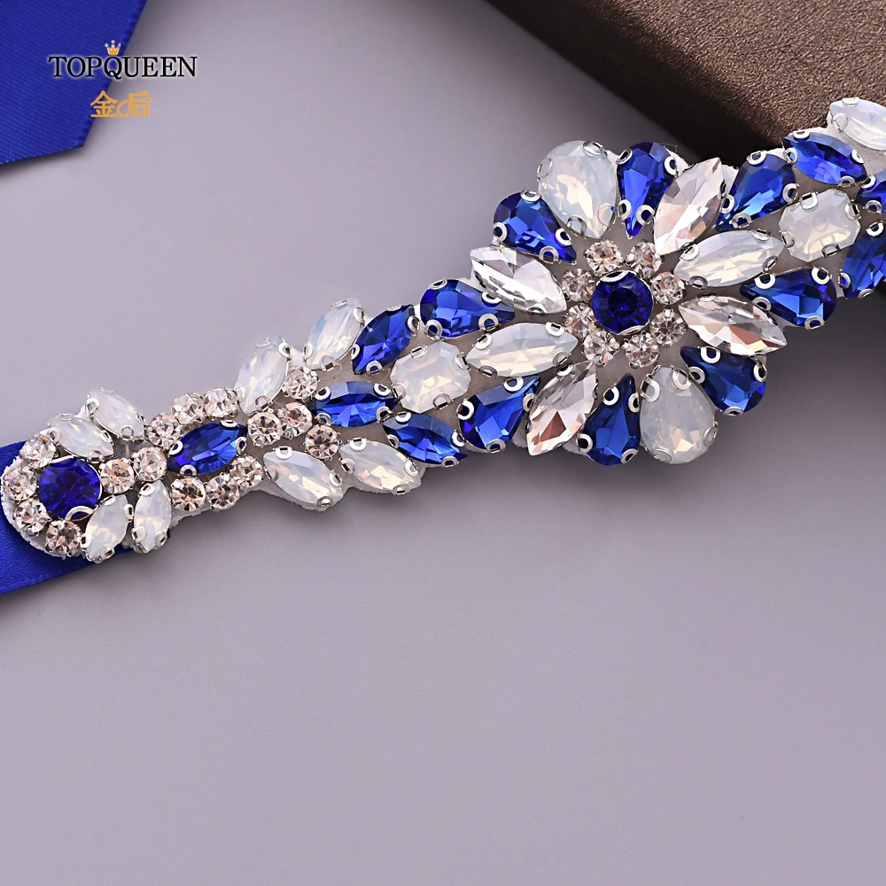 TOPQUEEN S424 королевский синий Стразы пояс Женский Стразы пояс с кристаллами марокканский кафтан пояс синее платье с блестками