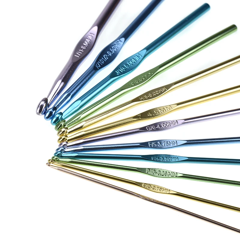 Набор из 12 алюминиевых вязальных крючков для вязания Швейные Спицы набор