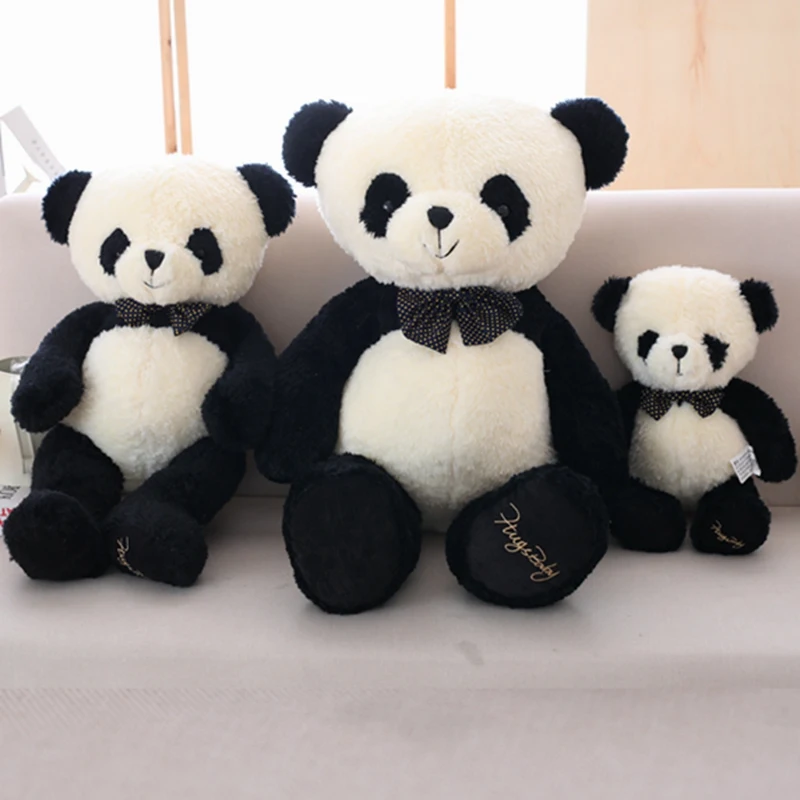 40cm 60cm 80cm Black and White Bow-knot Teddy Bear Presents Soft Panda Plush Doll Toy Fans Gift mengmeng cute panda plush toy doll hug bear black and white red panda rag doll creative doll girl