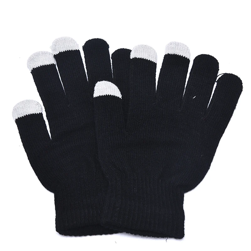 

Цветные зимние перчатки с сенсорным экраном для мужчин и женщин, толстые вязаные перчатки с пятью пальцами, шикарные рождественские подарк...