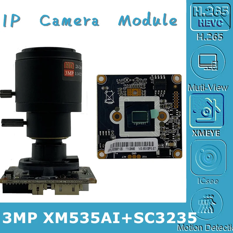 IP-камера XM535AI + SC3235 3MP H.265 плата Modue 2304*1296 M12 объектив IRC MIC аудио интерфейс ONVIF с