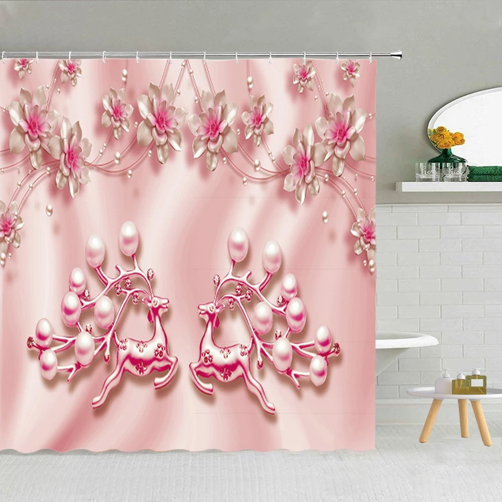Роскошная занавеска для душа в китайском стиле с бриллиантами и цветами