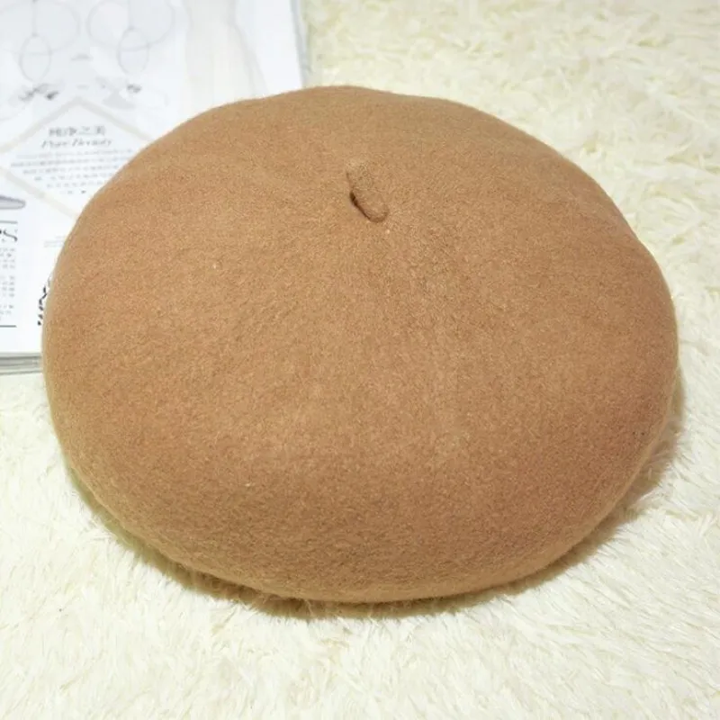 Шерстяной берет женские зимние шапки для женщин плоская шапка вязаные 100%