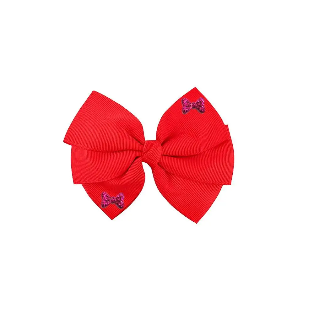 

NEW Glittery Small bows 4.3inch Girl's hair bows Grosgrain Ribbon Bowknot Clips Hairpin Headware Kids Hair Accessories