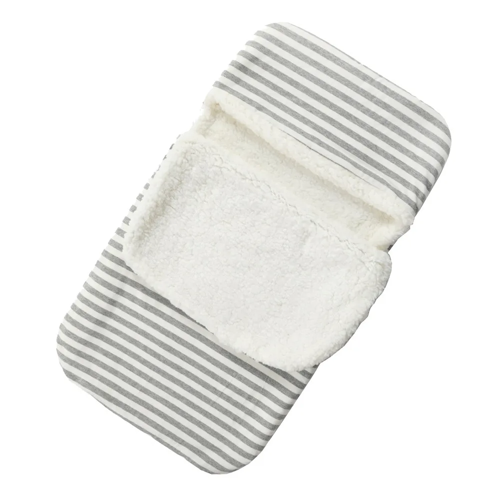 Детские одеяла для новорожденных зимний теплый полосатый флисовая Пеленка сумка