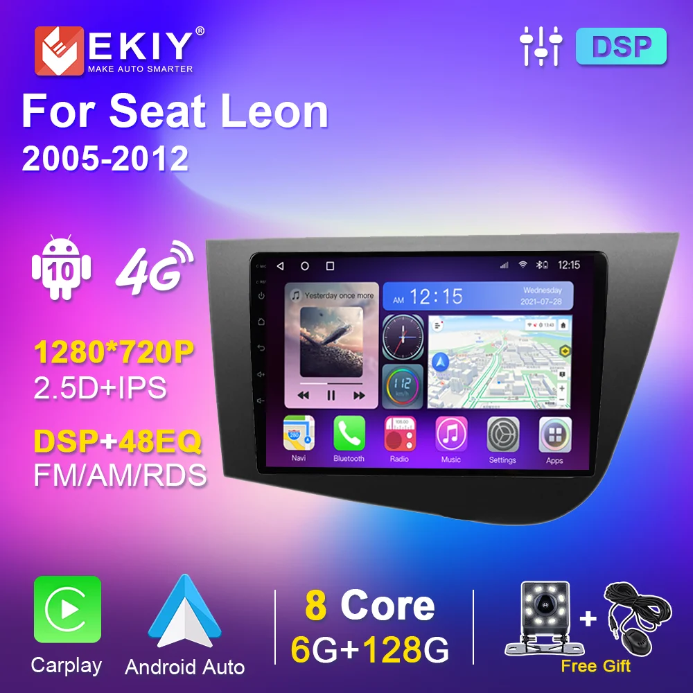 

Autoradio for Seat Leon 2 Android Auto Carplay Car Stereo Radio Multimedia Video Player 2din Navigation GPS Audio for Cars Gray