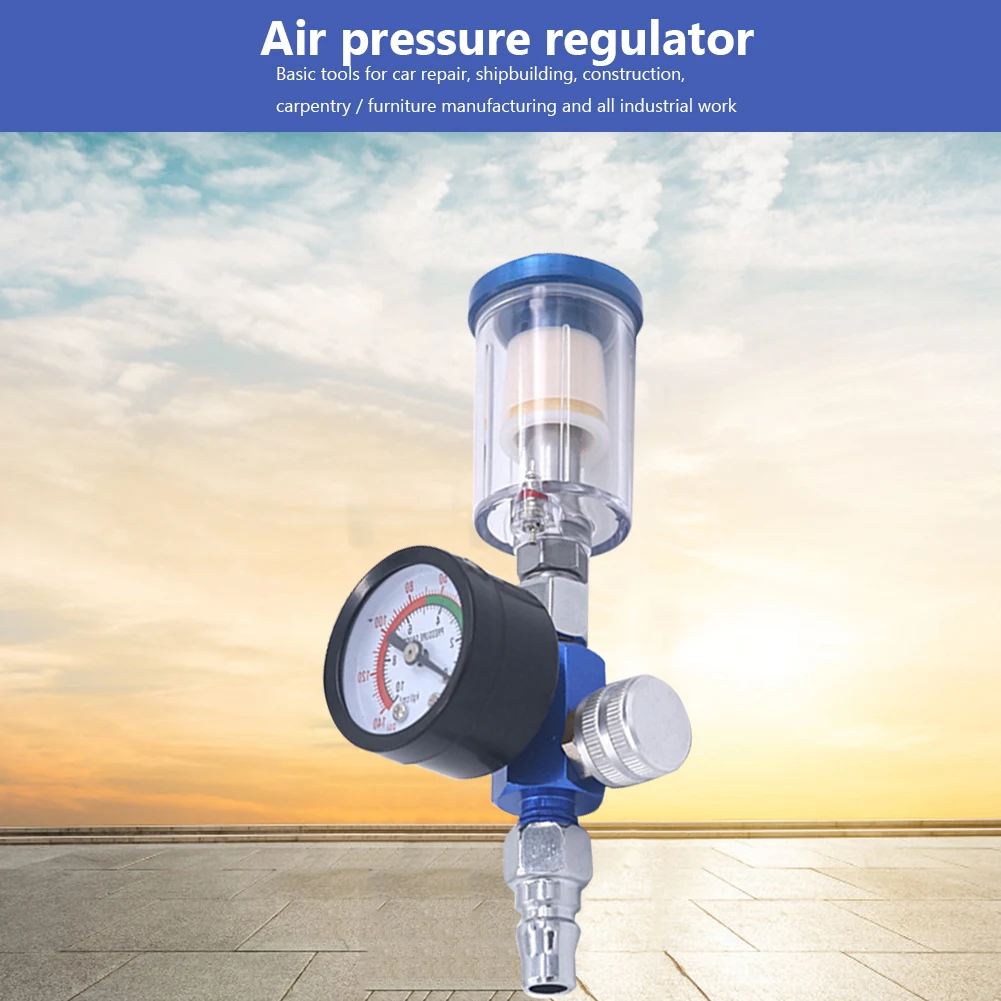 

G1/4 inch Threaded Spray Gun Adjustment Air Pressure Regulator Gauge Pneumatic Inline Air Filter Tools Accessories