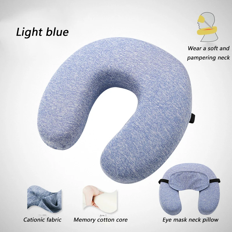 light blue Cationic U-образная медленный отскок пены памяти Soild подушка для шеи мягкий Автомобиль Полет офис поддержка шеи самолет Путешествия Подушка для отдыха головы - Цвет: light blue Cationic