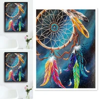 painting wall art 5d diamond full round drill embroidery colorful dream catcher cross stitch picture mosaic gifts