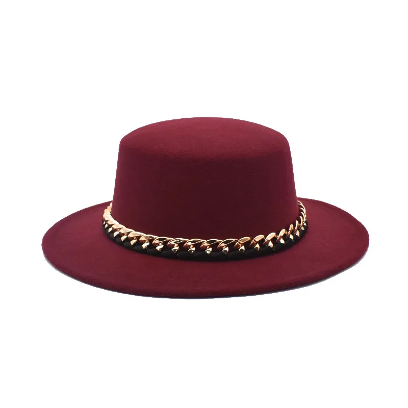 New Classic Wool Fedora Hats Women Solid Color Flat Top Bowler Hat Autumn Winter Panama Hats Wide Brim Jazz Cap P28