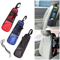 general models waterproof fabric car seat side organizer universal hanging car storage bag 2 mesh pockets 1 zippered pocket