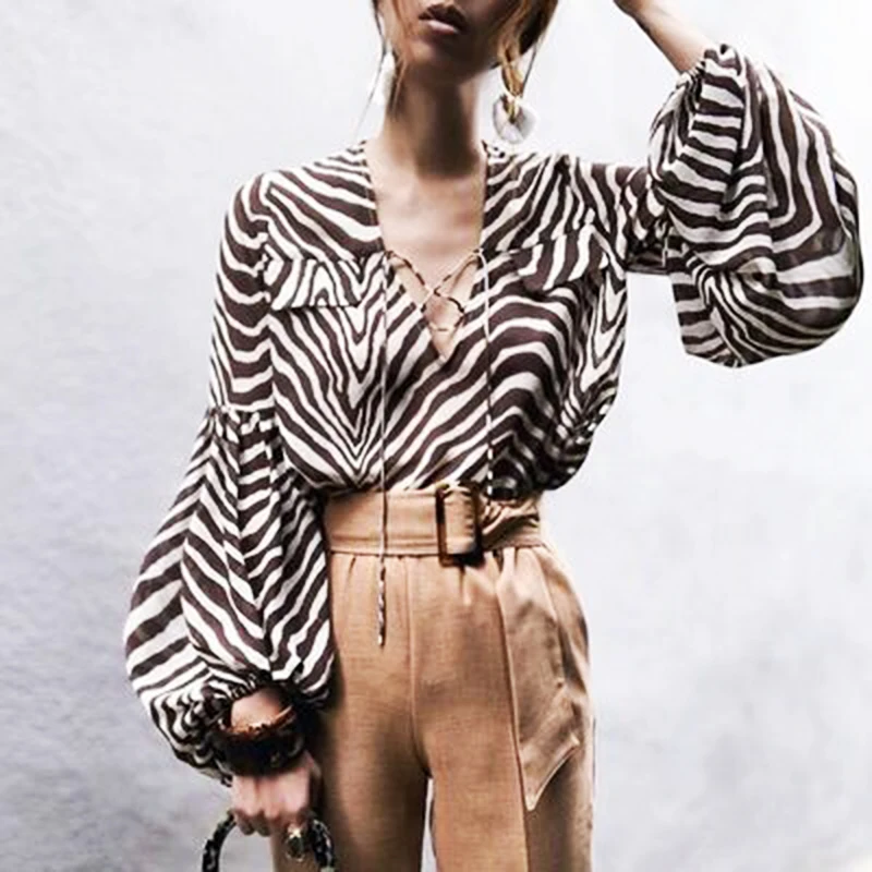 TEELYNN коричневый детский полосатый комплект с принтом Зебра женская блузка
